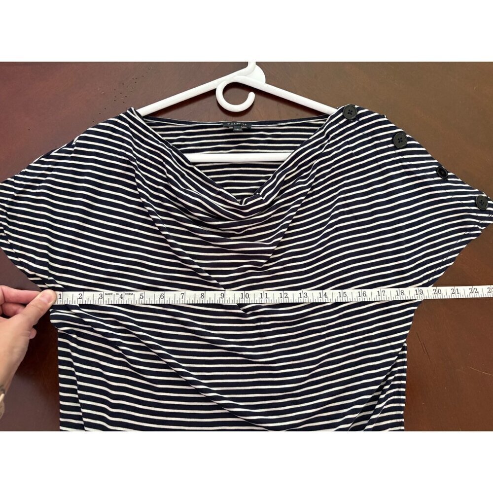 Talbots Nautical Striped Top with Button Shoulder Detail Navy & White Size Small - Picture 9 of 10
